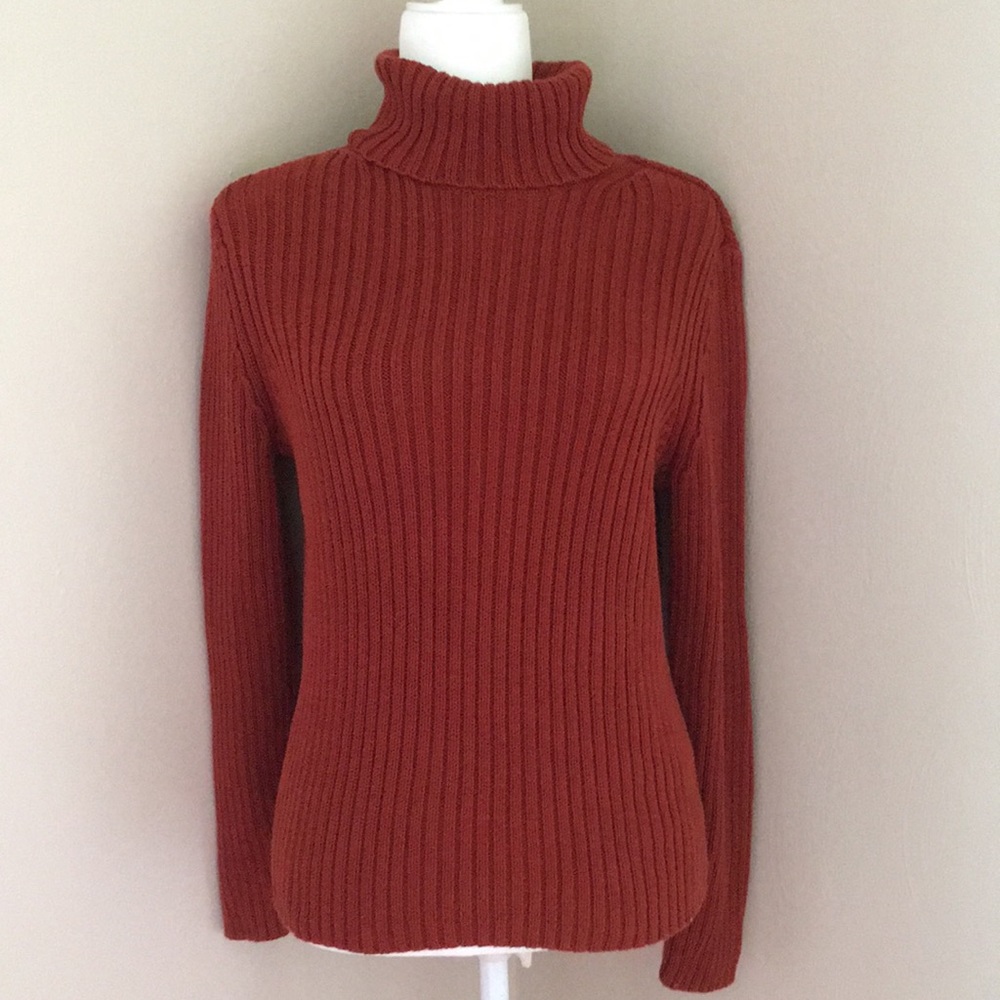 Rust colored turtleneck sweater by Fieldgear